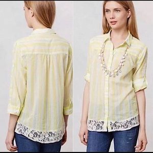 Anthro Edme & Esyllte Sunlit Stripe Lace Blouse